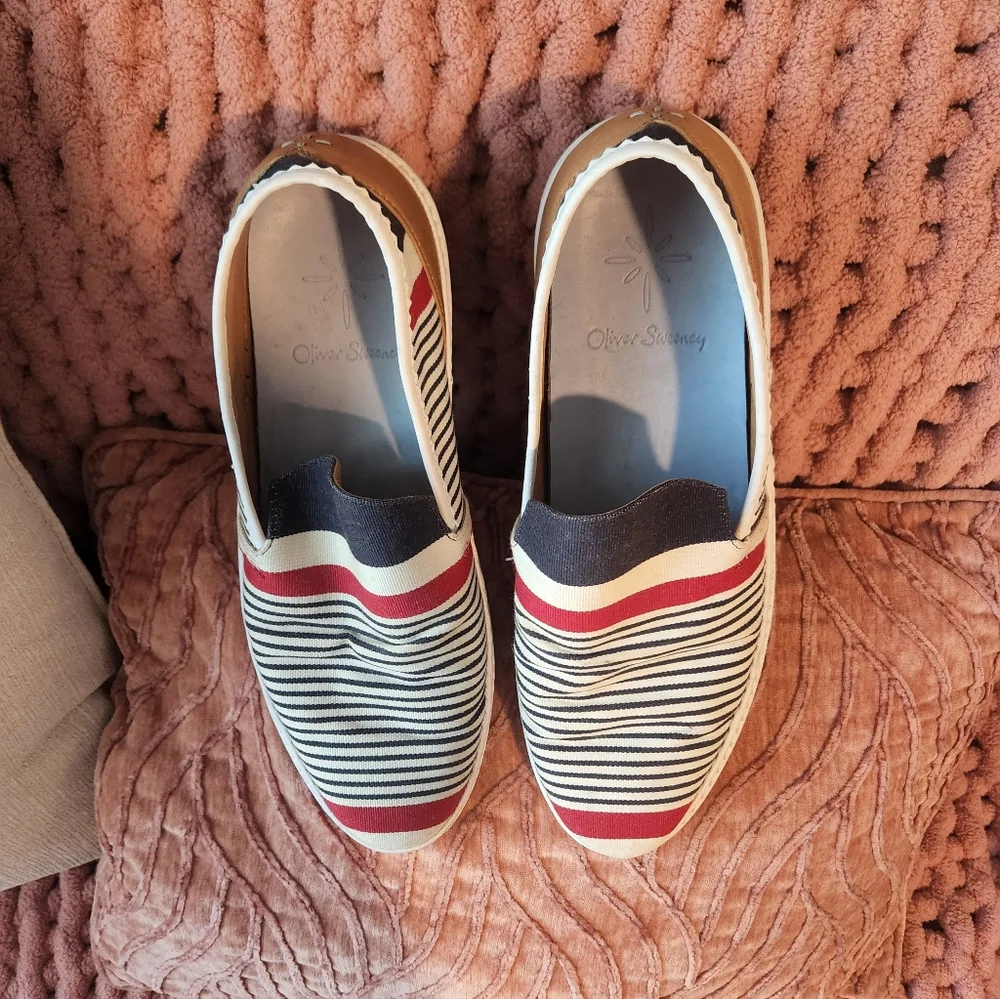 Striped Loafers - Red and Black